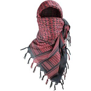⚡Men Black Red 100% Cotton Military Shemagh Tactical Keffiyeh Scarf Wrap